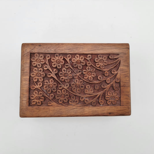 Carved Wood Box Hidden Opening Pet Cremation Box