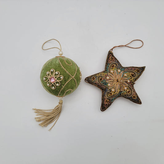 Pair of Vintage Velvet Christmas Ornaments