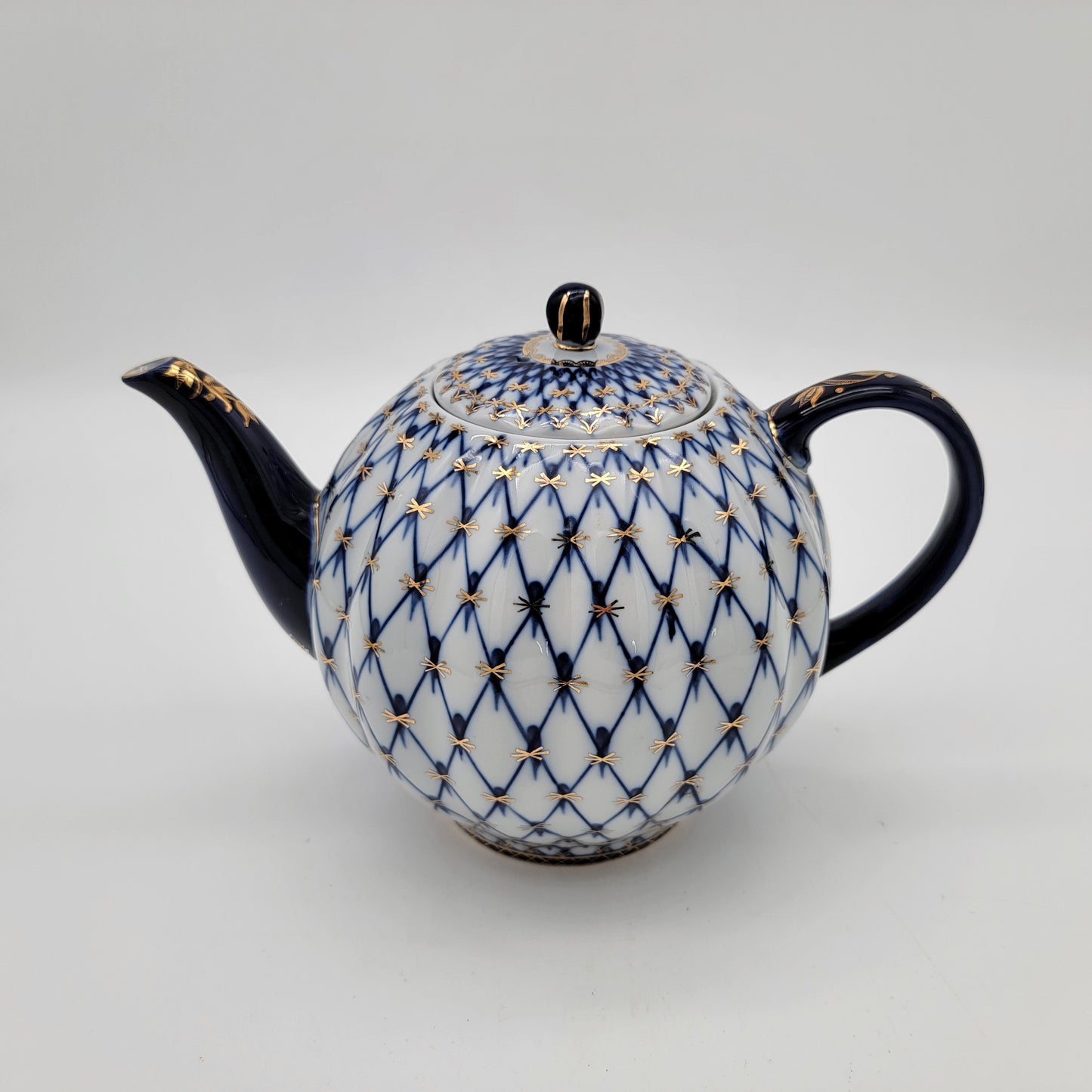 Imperial Lomonosov 22K Gold Cobalt Net Russian Tea Pot