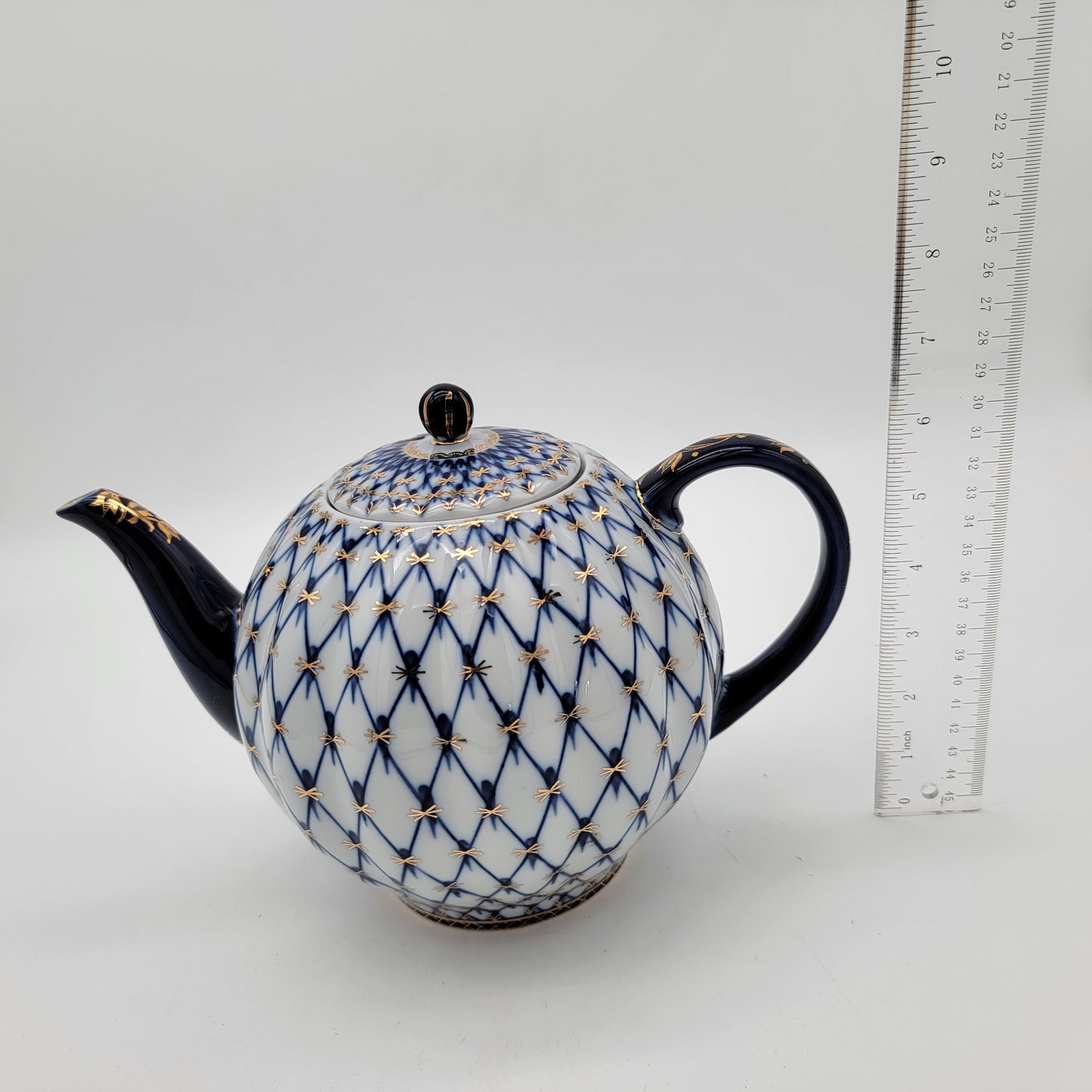 Imperial Lomonosov 22K Gold Cobalt Net Russian Tea Pot