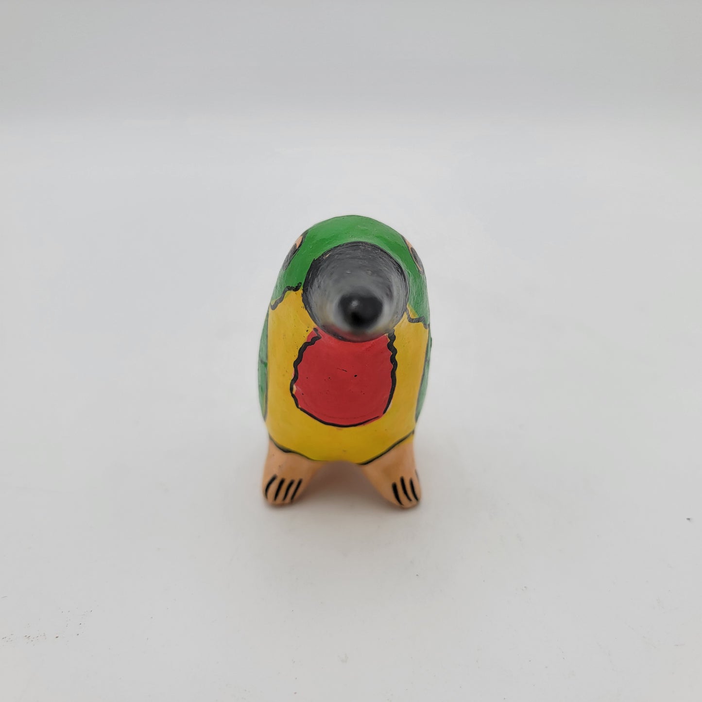 Mexican Pottery Bird Ocarina Green and Yellow