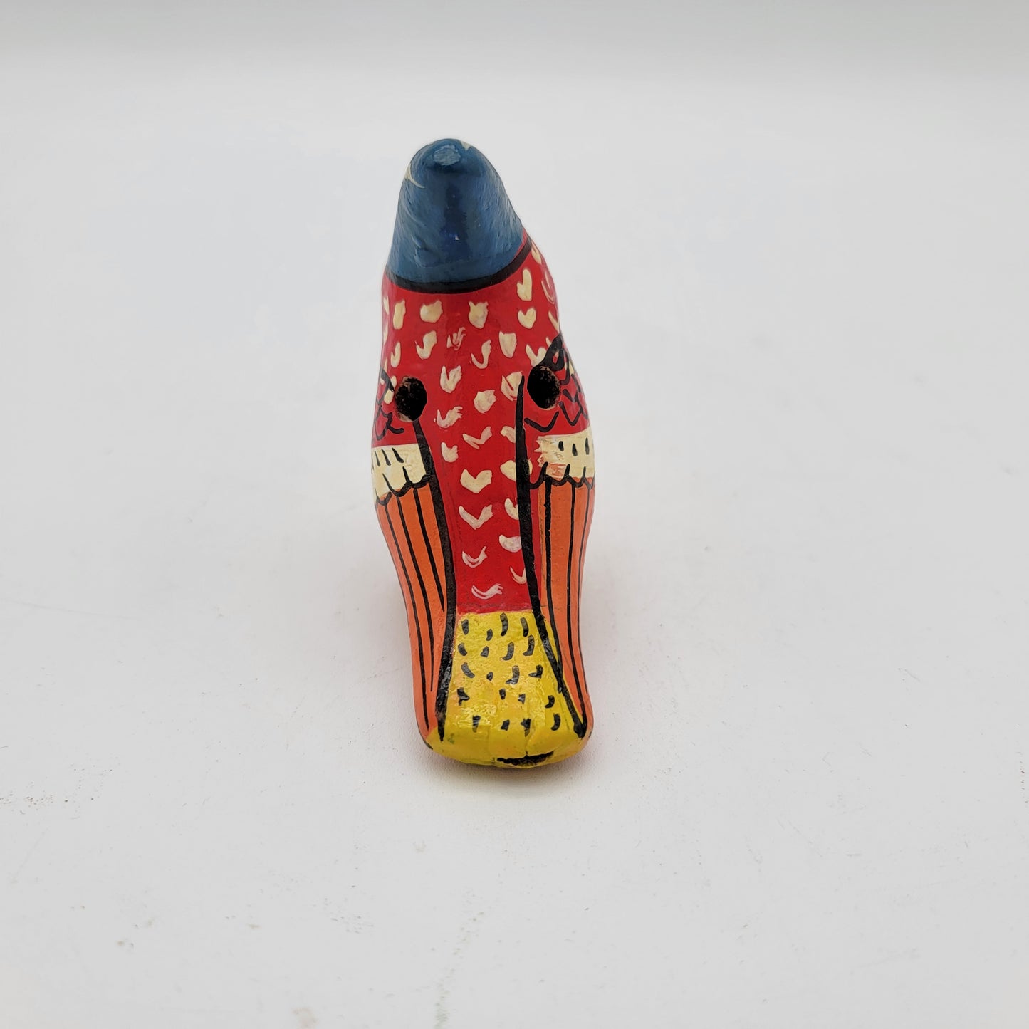 Mexican Pottery Bird Ocarina Red with Pointy Head