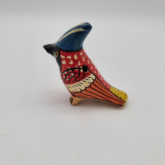 Mexican Pottery Bird Ocarina Red with Pointy Head