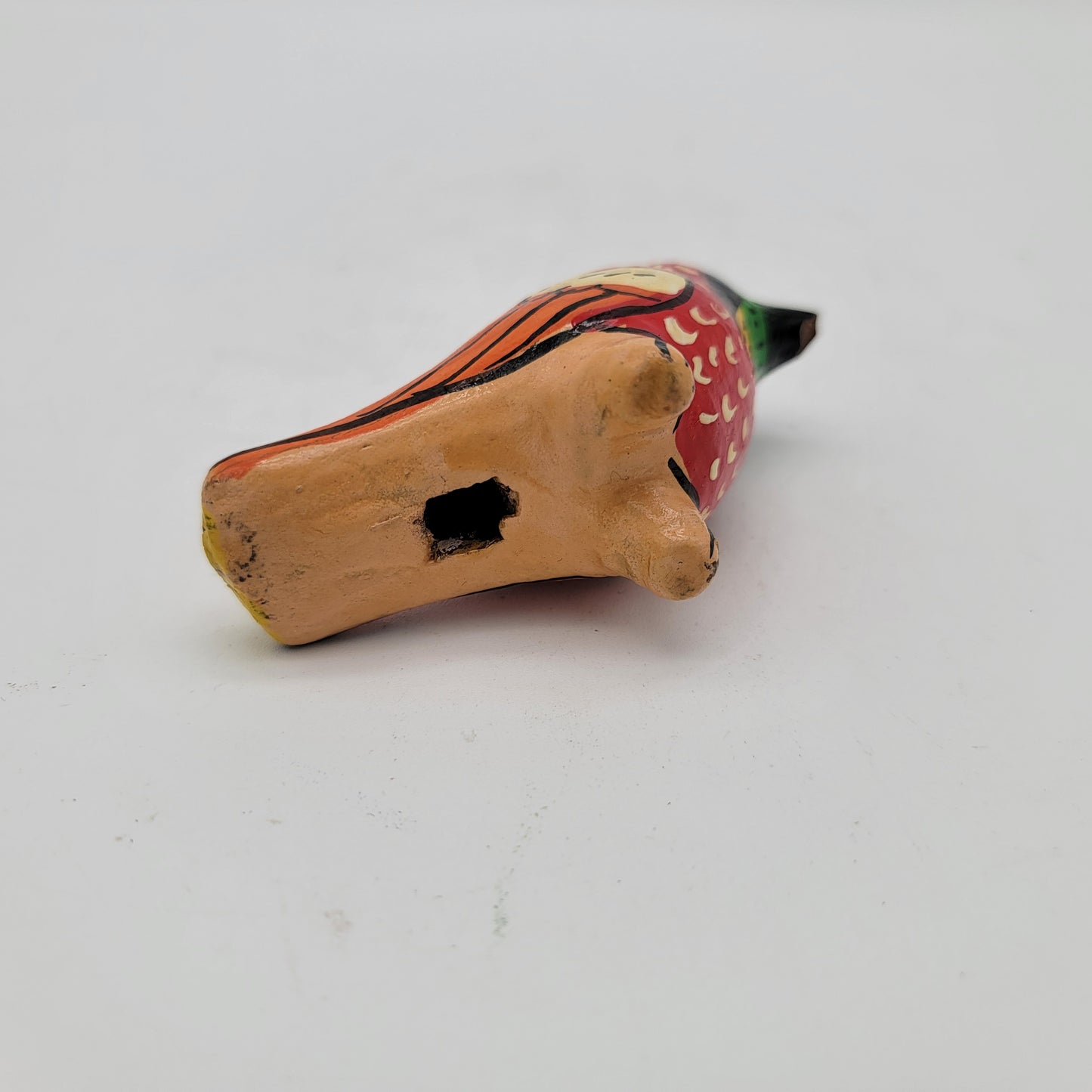 Mexican Pottery Bird Ocarina Red with Pointy Head