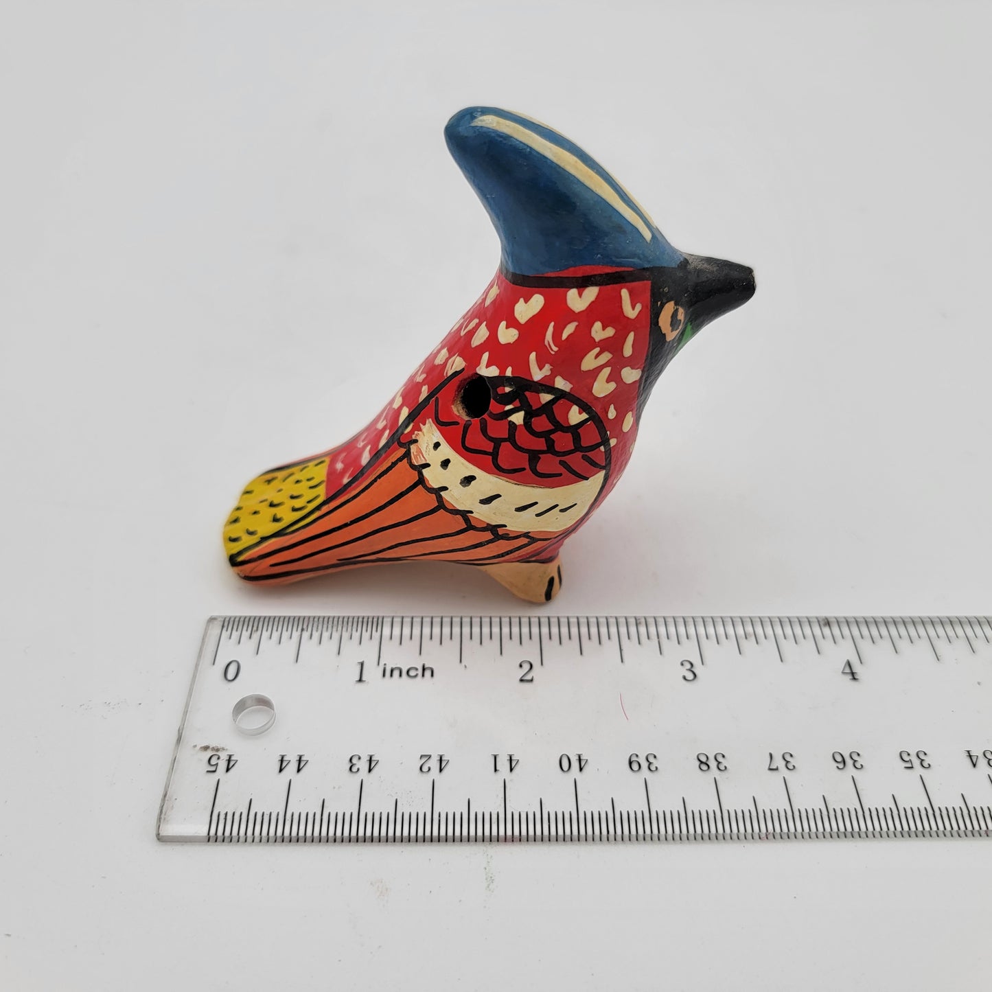 Mexican Pottery Bird Ocarina Red with Pointy Head