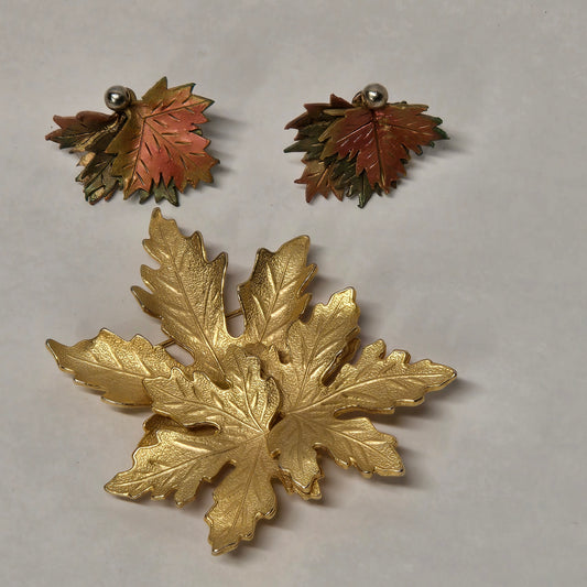 Leaf Brooch and Leaf Earrings