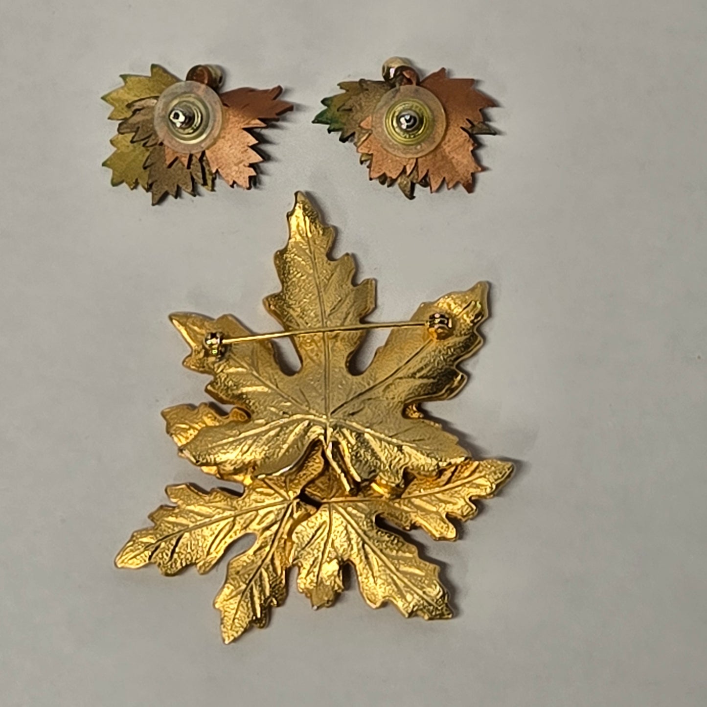 Leaf Brooch and Leaf Earrings