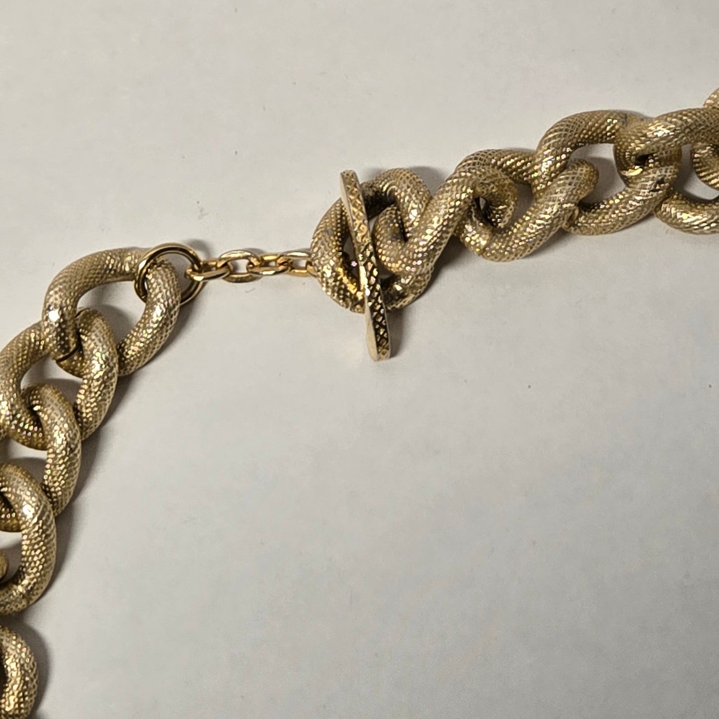 Vintage 1975 AVON Gilded Chunky Textured Curb Chain Toggle Necklace & Bracelet