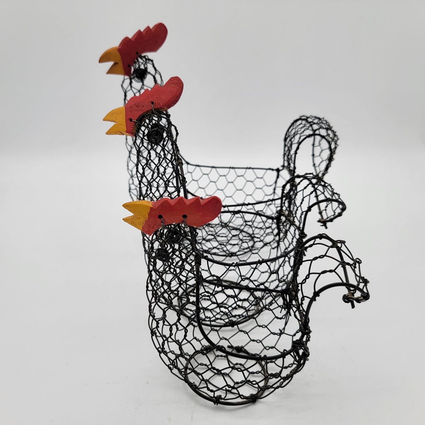 Set of 3 Primitive Chicken Wire Rooster Baskets