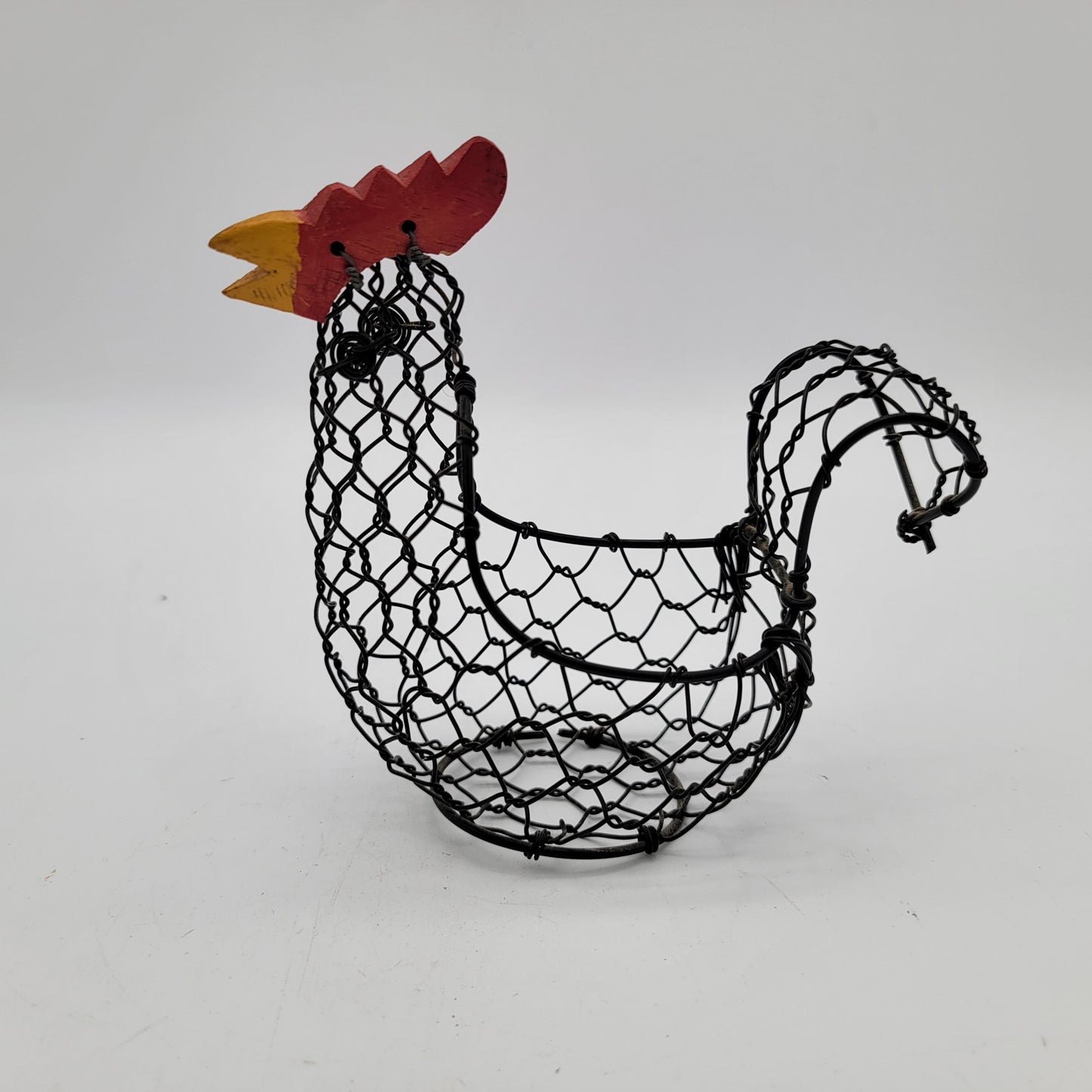 Set of 3 Primitive Chicken Wire Rooster Baskets