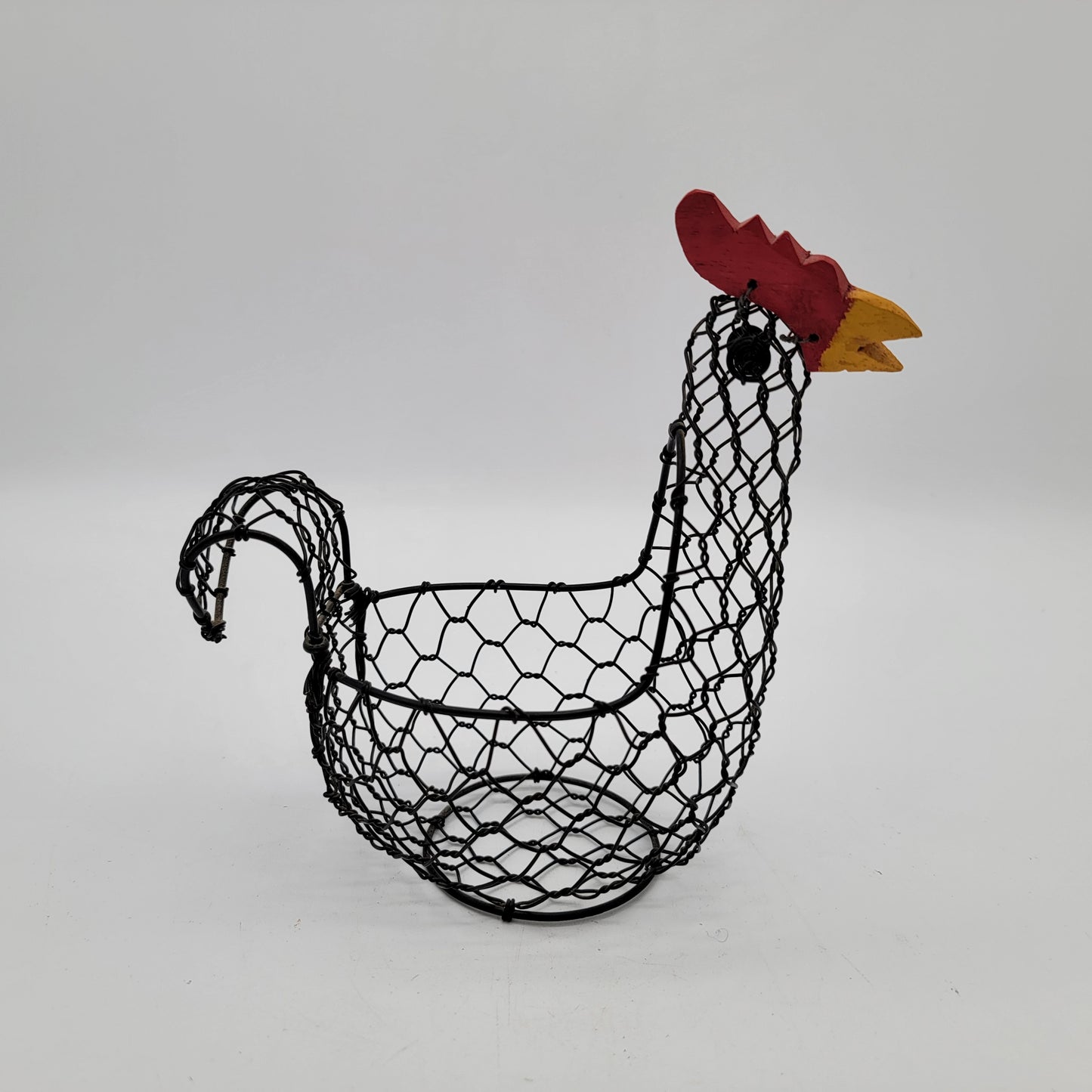 Set of 3 Primitive Chicken Wire Rooster Baskets