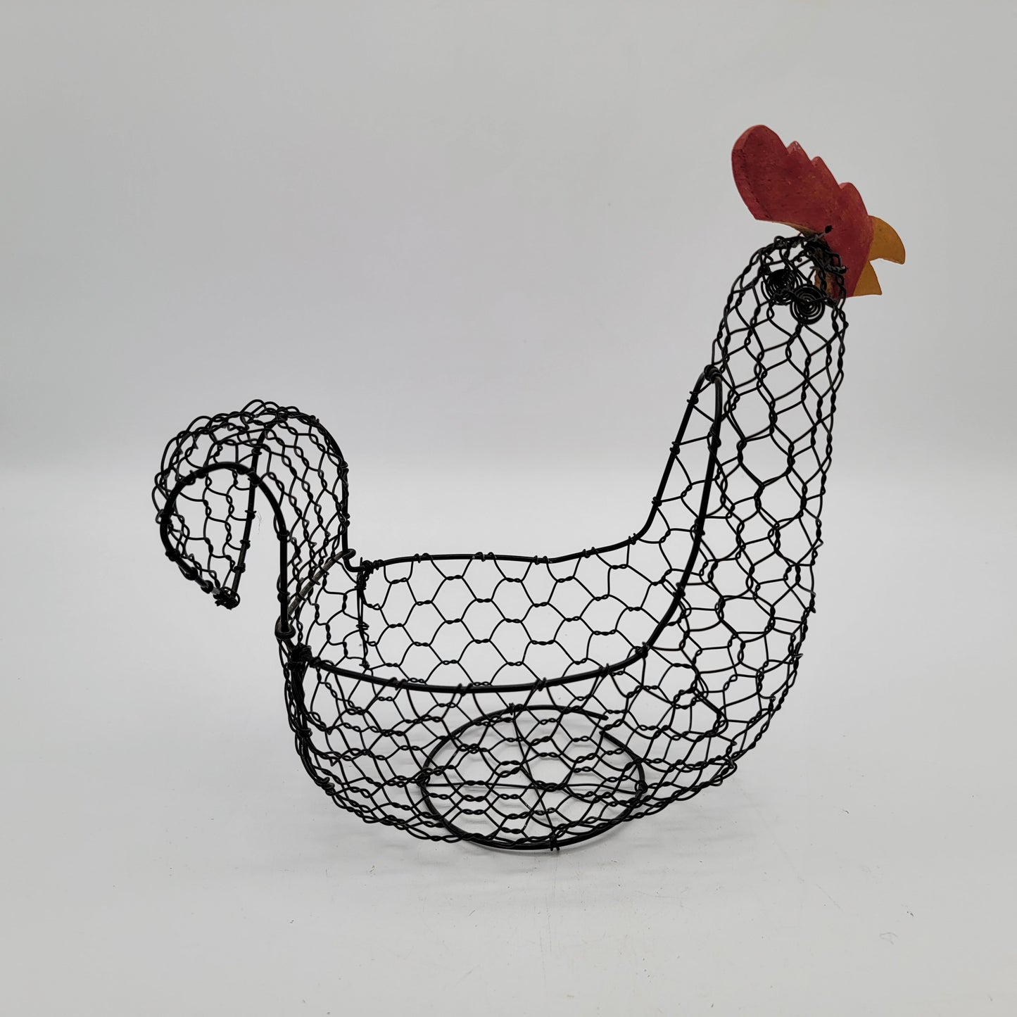 Set of 3 Primitive Chicken Wire Rooster Baskets