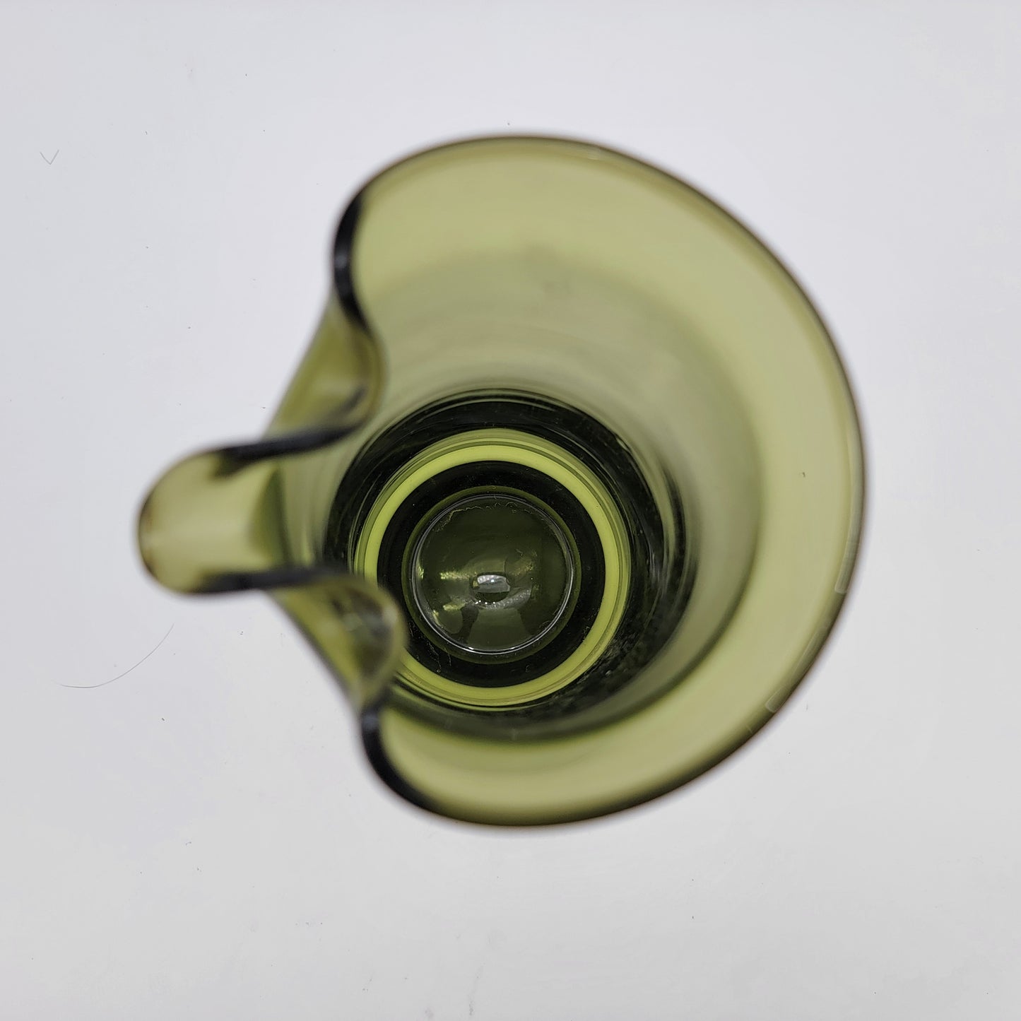 Mid Century Olve / Avocado Green Handleless Pitcher