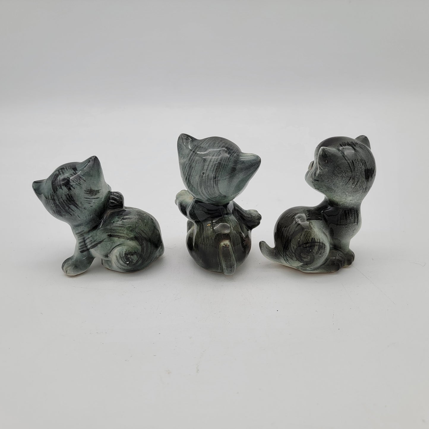 Set of 3 Mid Century Porcelain Kittens Cats Figurines