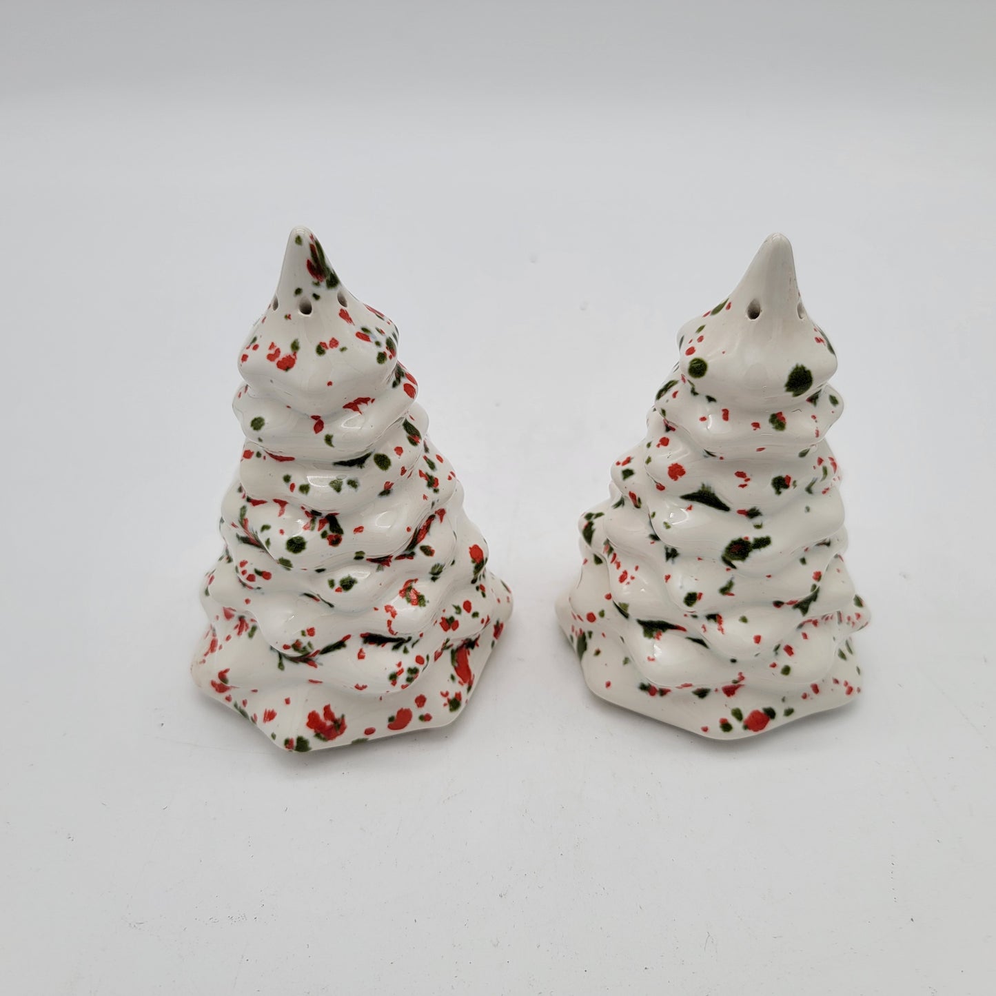 Vintage Speckled Christmas Tree Salt and Pepper Shakers