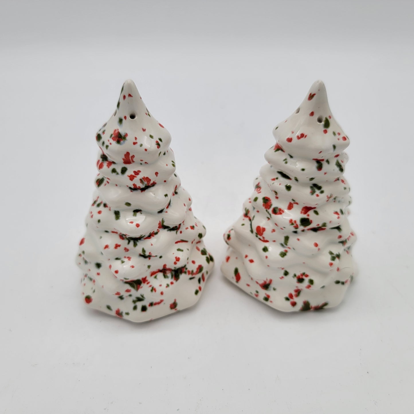 Vintage Speckled Christmas Tree Salt and Pepper Shakers