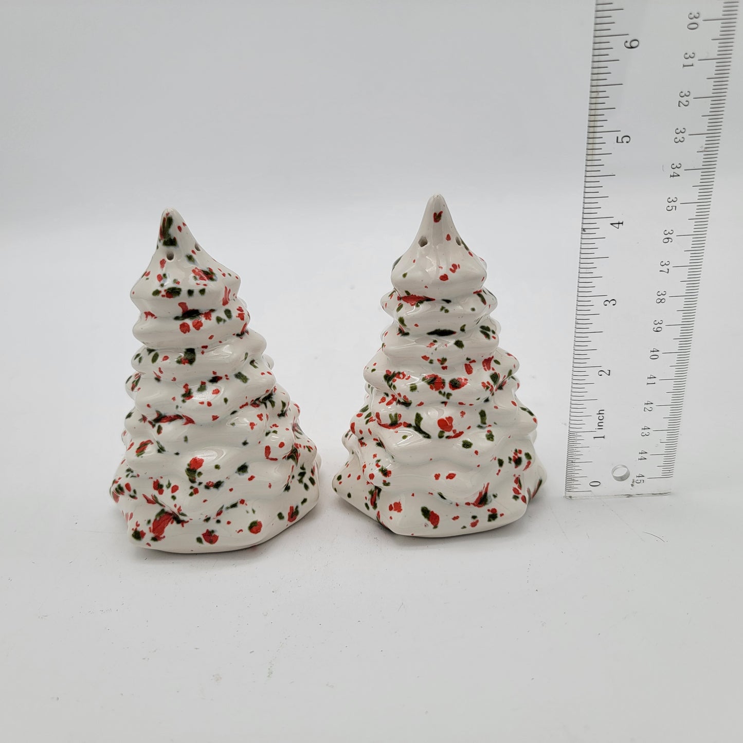 Vintage Speckled Christmas Tree Salt and Pepper Shakers