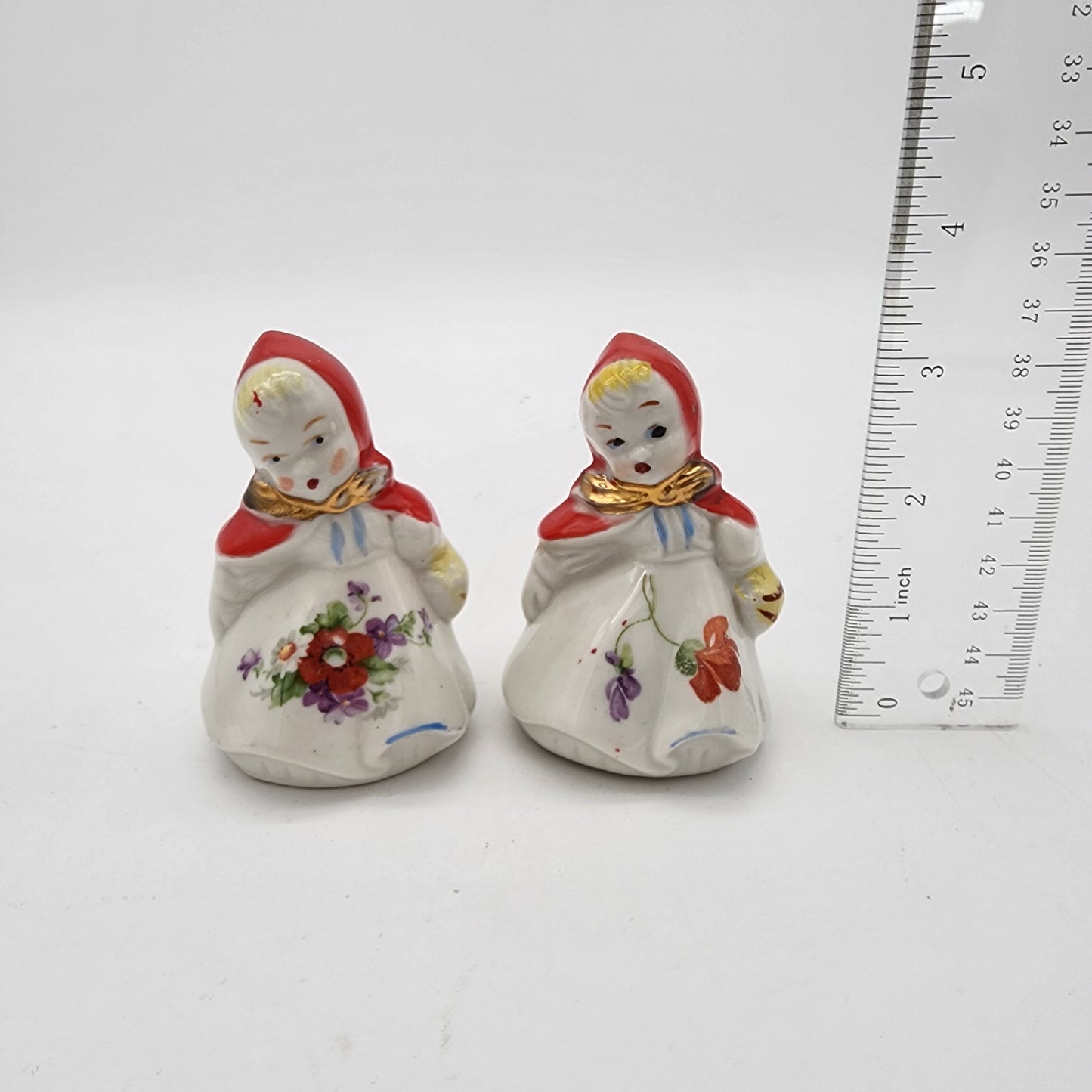 Vintage Little Red Riding Hood Salt and Pepper Shakers