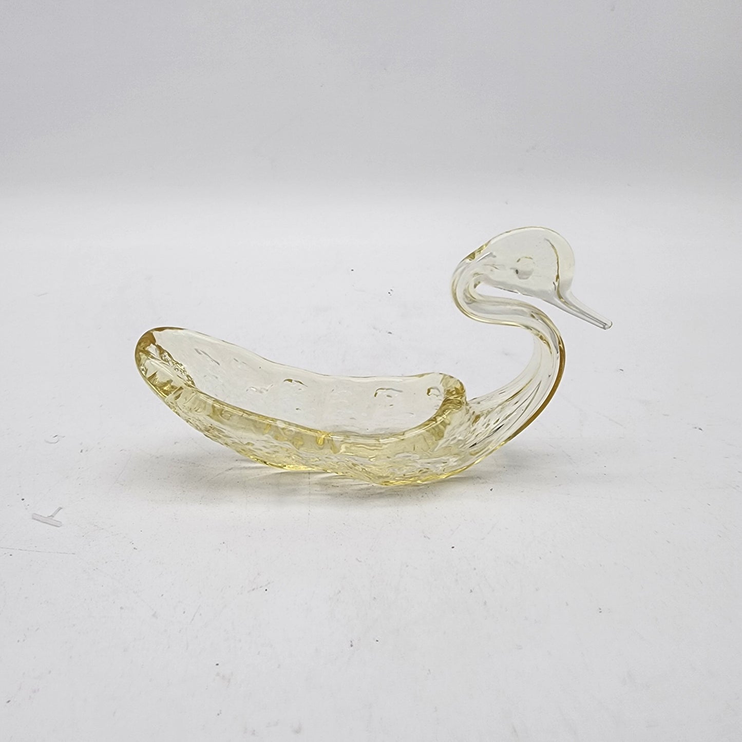 Delicate Yellow Blown Glass Swan Dish