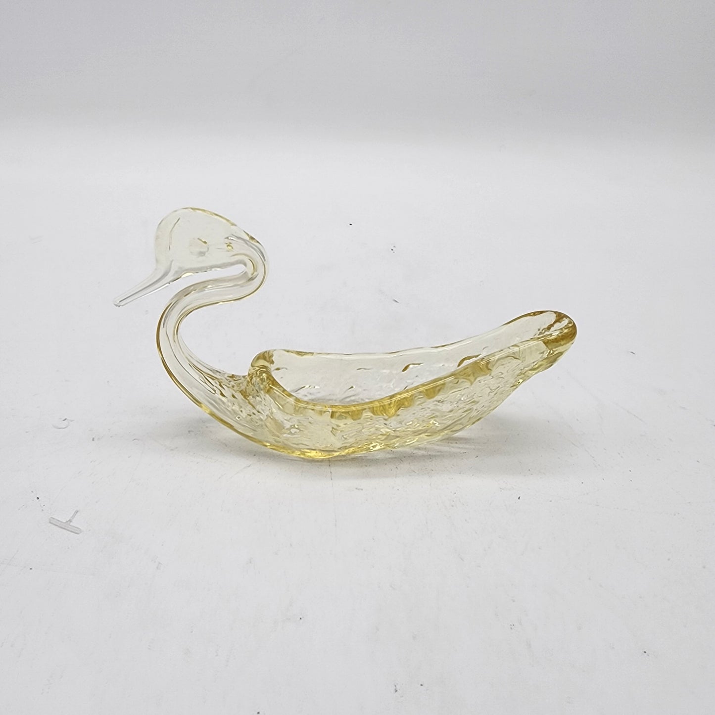 Delicate Yellow Blown Glass Swan Dish