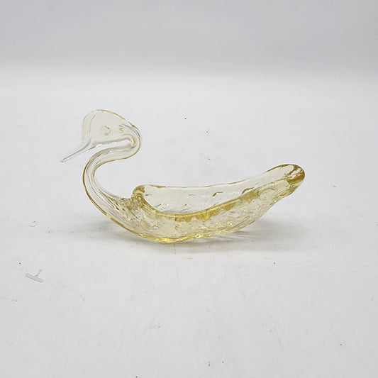 Delicate Yellow Blown Glass Swan Dish