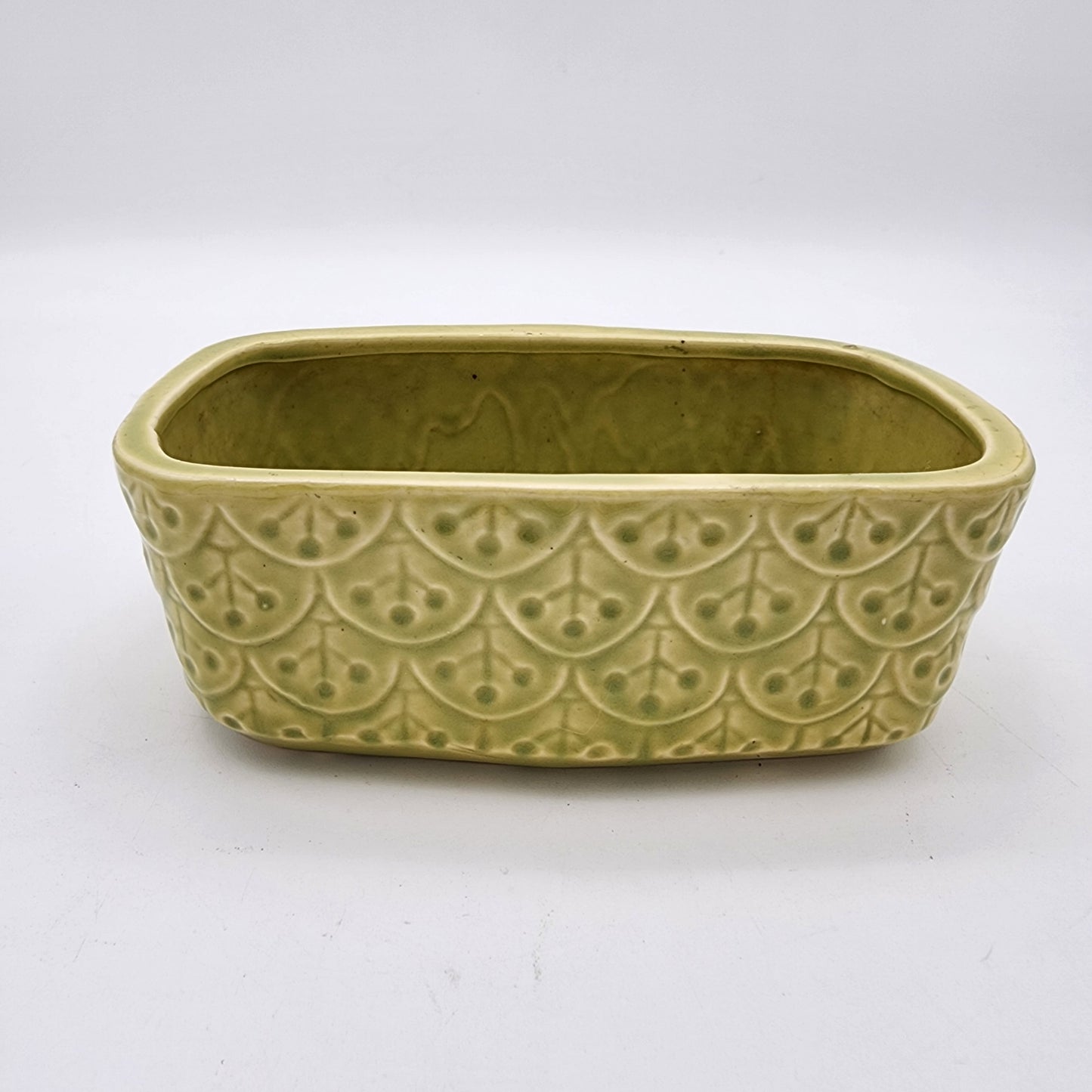 Vintage Green Brush Pottery Planter #520