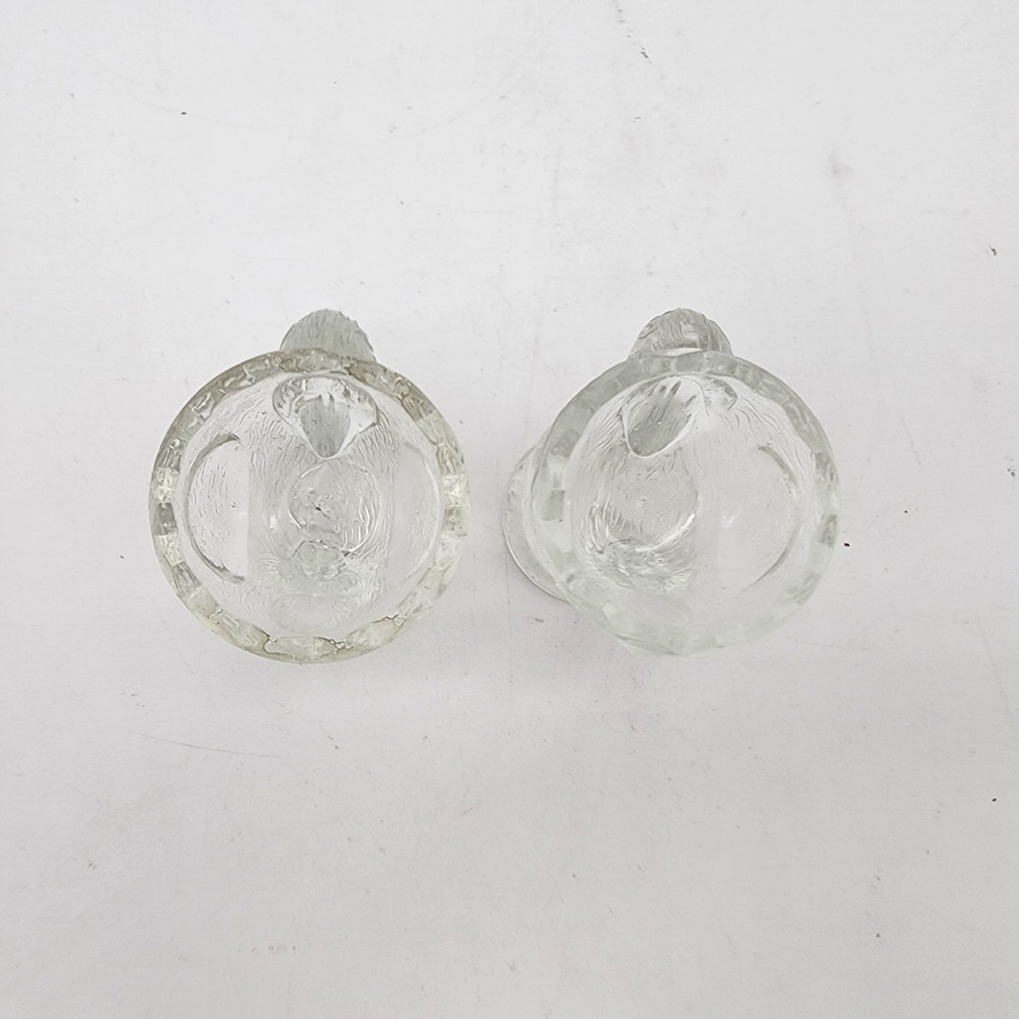 Pair of Pressed Glass Stork Bird Egg Cups