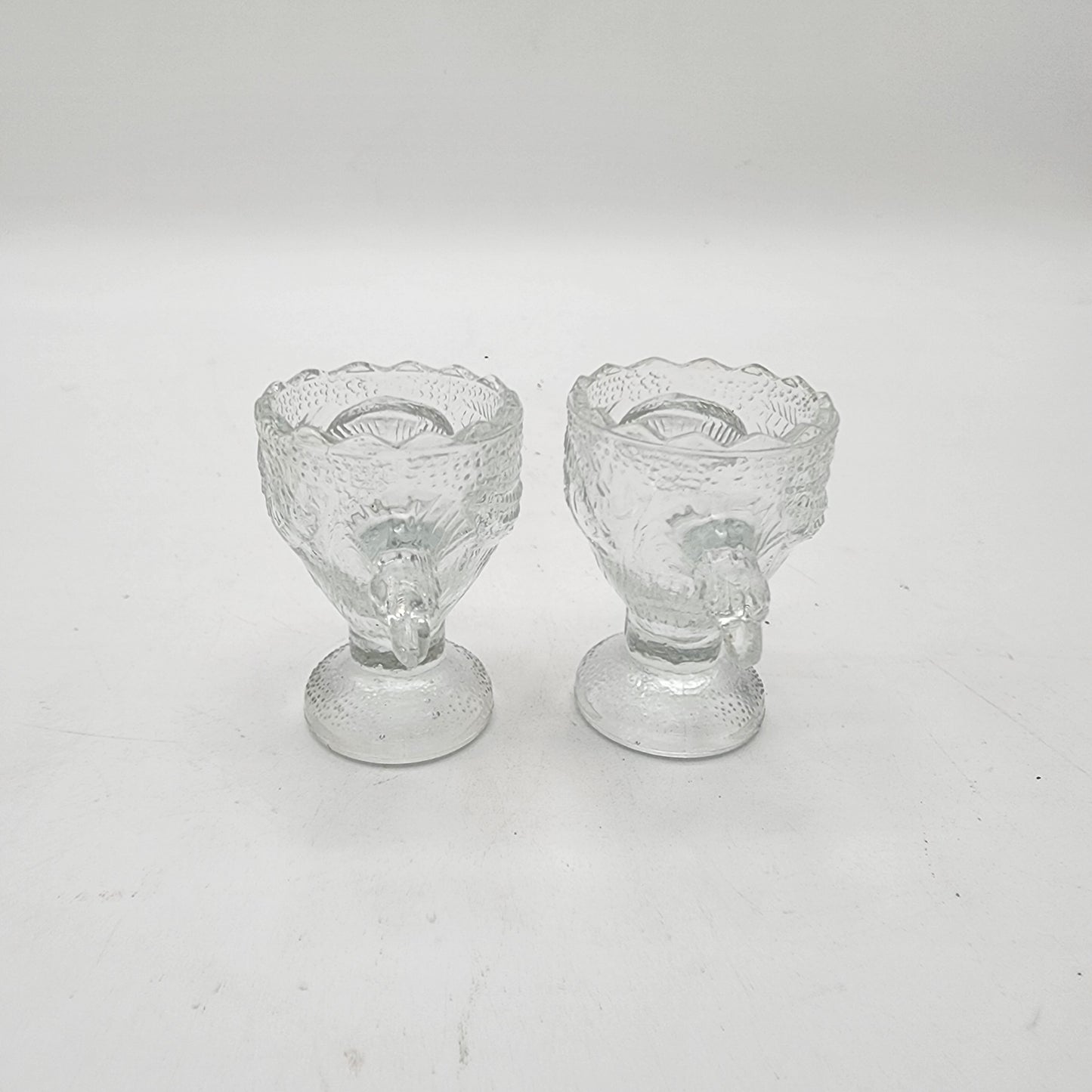 Pair of Pressed Glass Bird Egg Cups