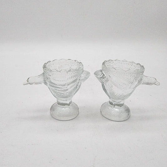 Pair of Pressed Glass Bird Egg Cups