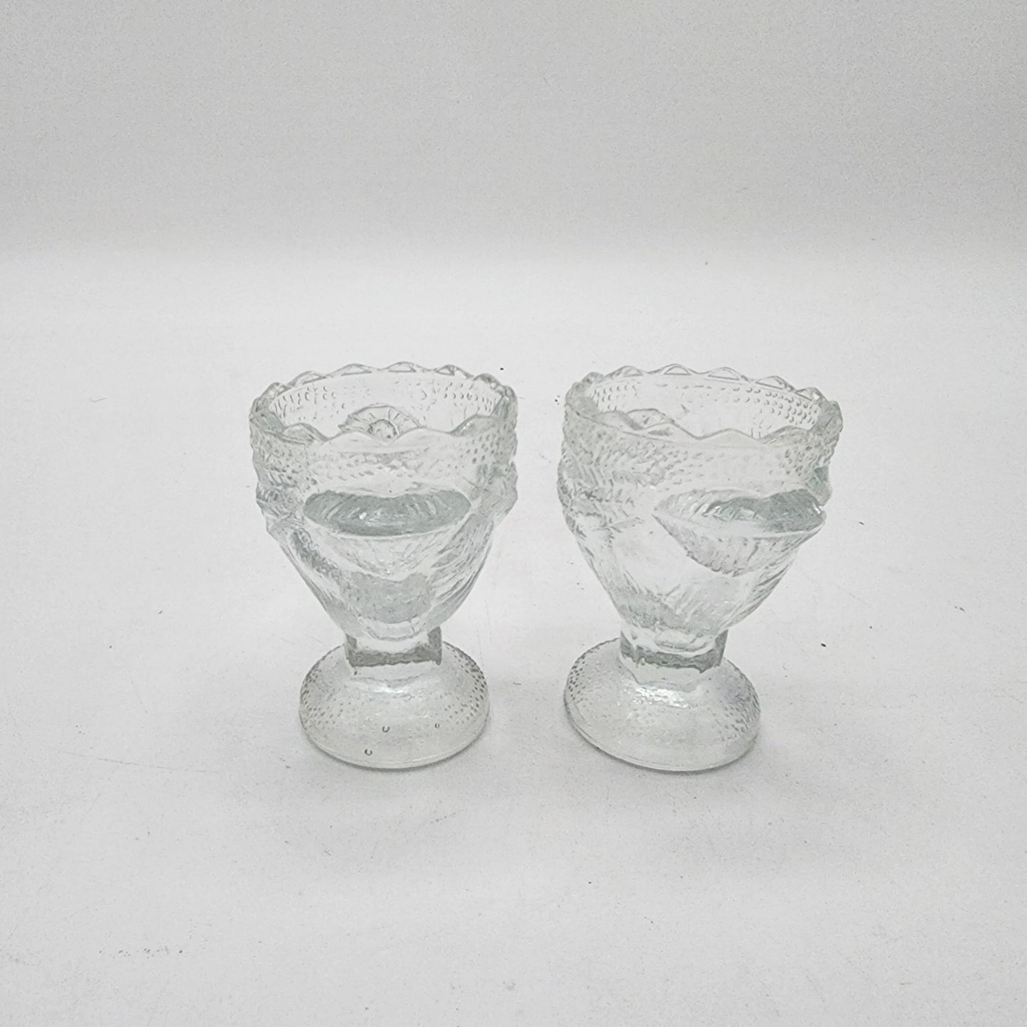 Pair of Pressed Glass Bird Egg Cups