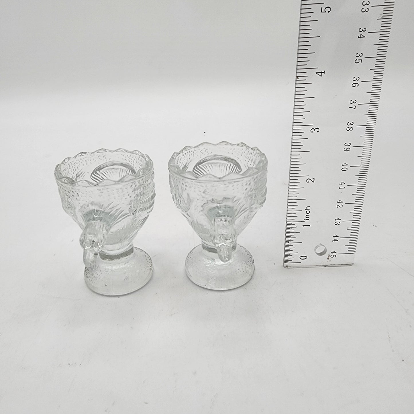 Pair of Pressed Glass Bird Egg Cups