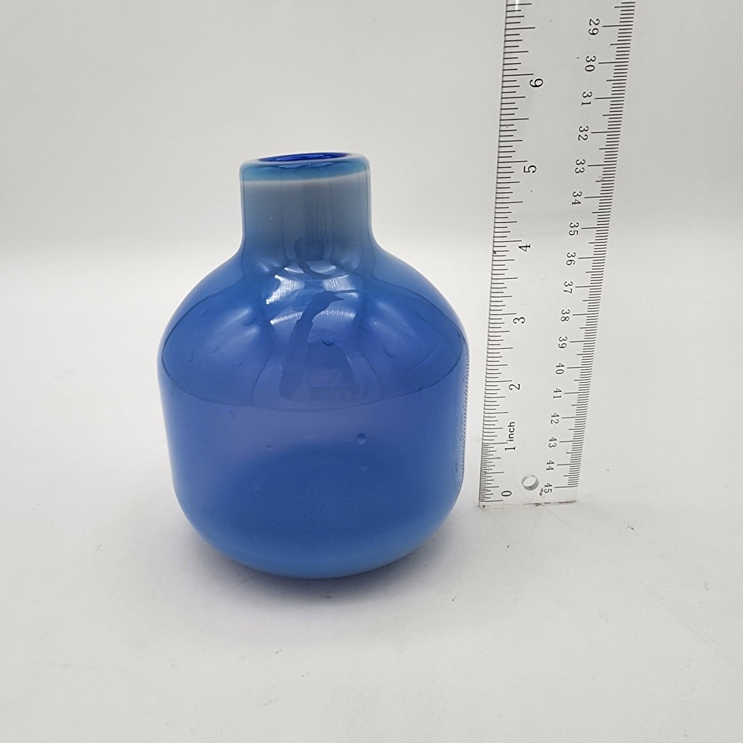 Blue Cased Glass Vase