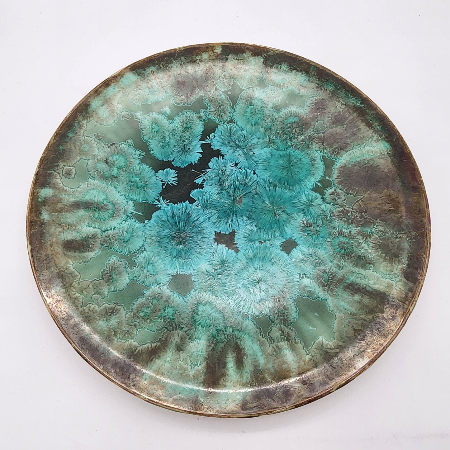 Large Crystalline Glaze Pottery Charger Plate Wall Hanging