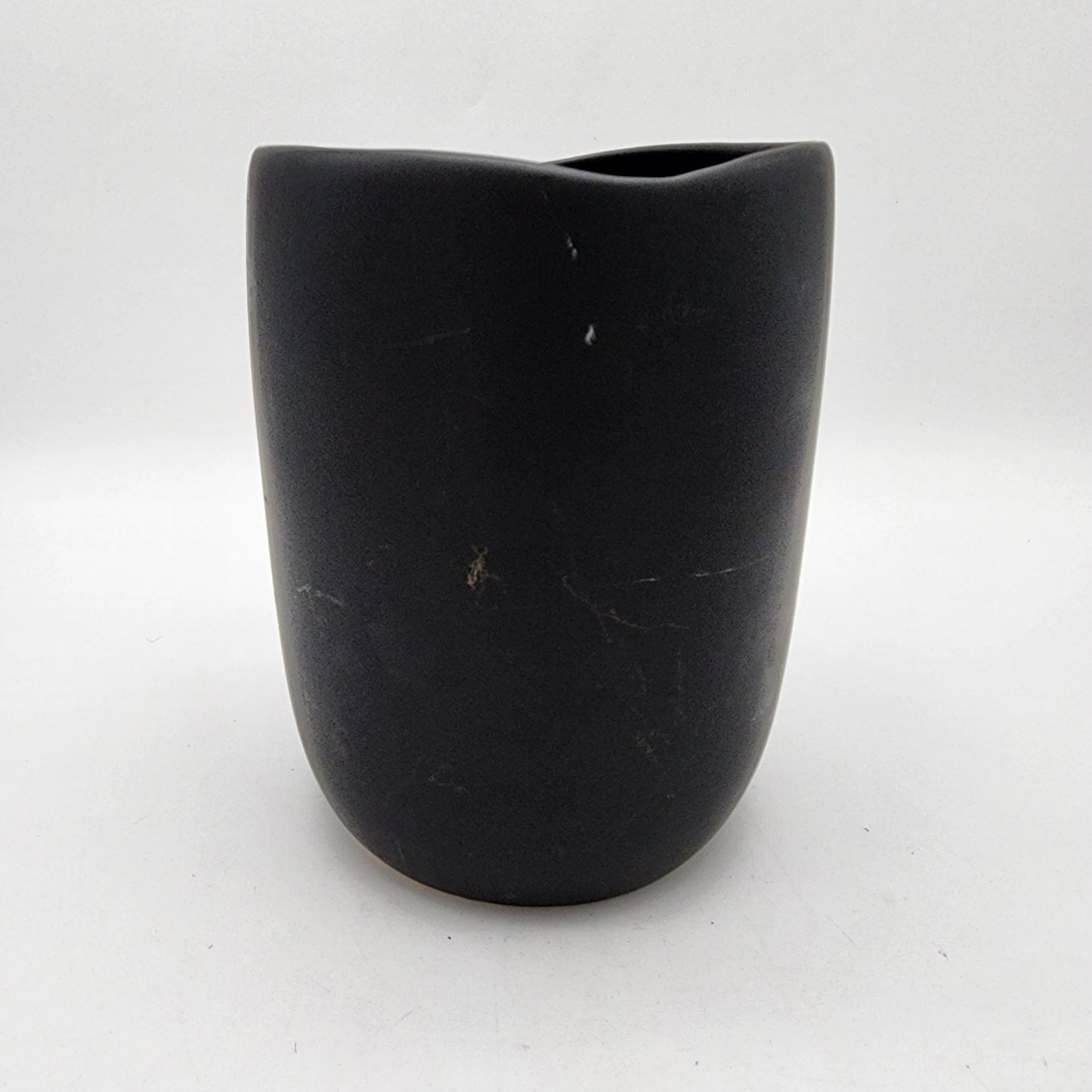 Black Pottery Face Vase 8"