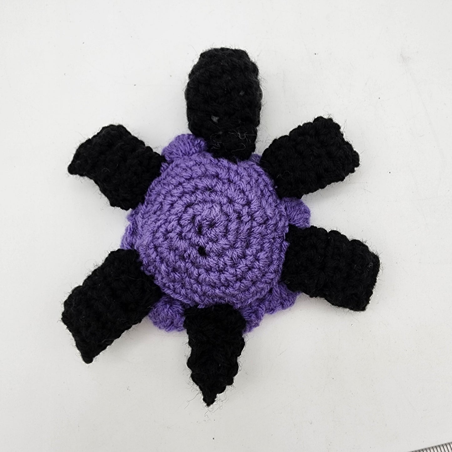 Hand Crocheted Turtle Purple with Butterfly