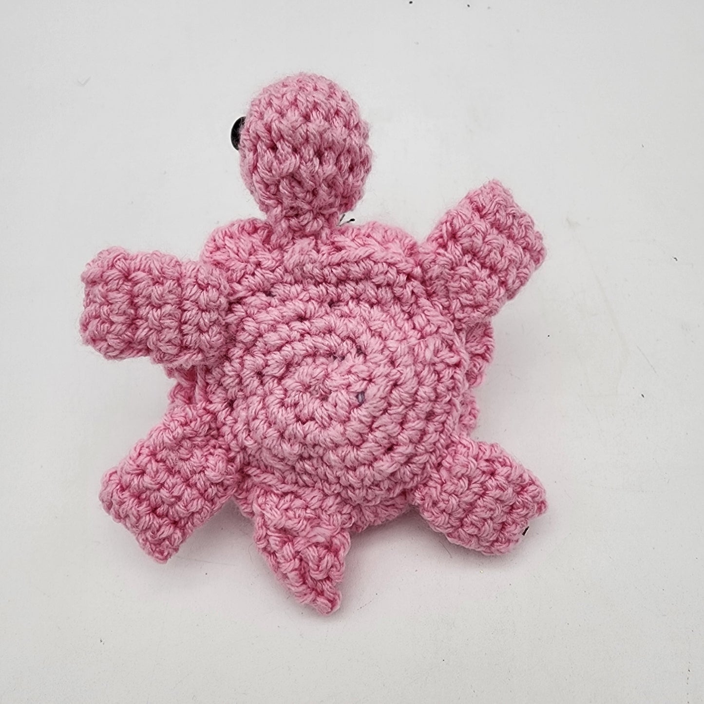 FOR JULEE - Hand Crocheted Turtle Pink with Fuzzy Kitten