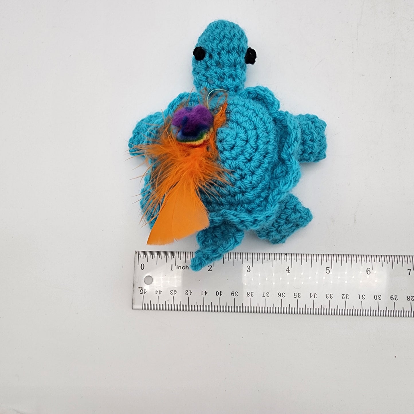 FOR CARRIE S - Hand Crocheted Turtle Blue Cat Toy
