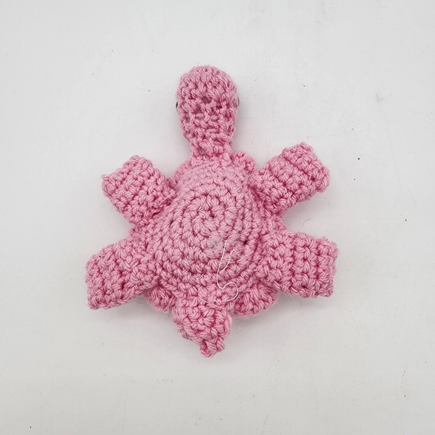 Hand Crocheted Turtle Pink on Pink with Butterfly and Pearls
