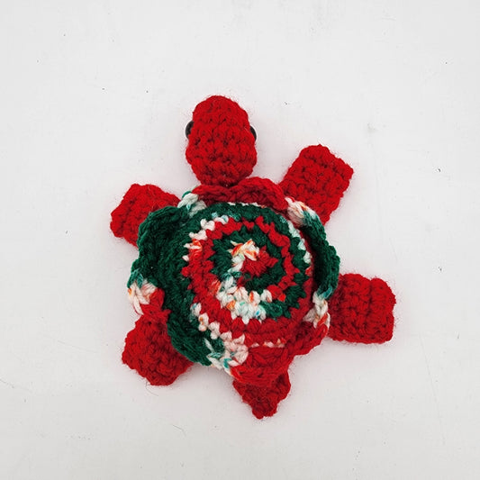 Hand Crocheted Turtle Red Variegated