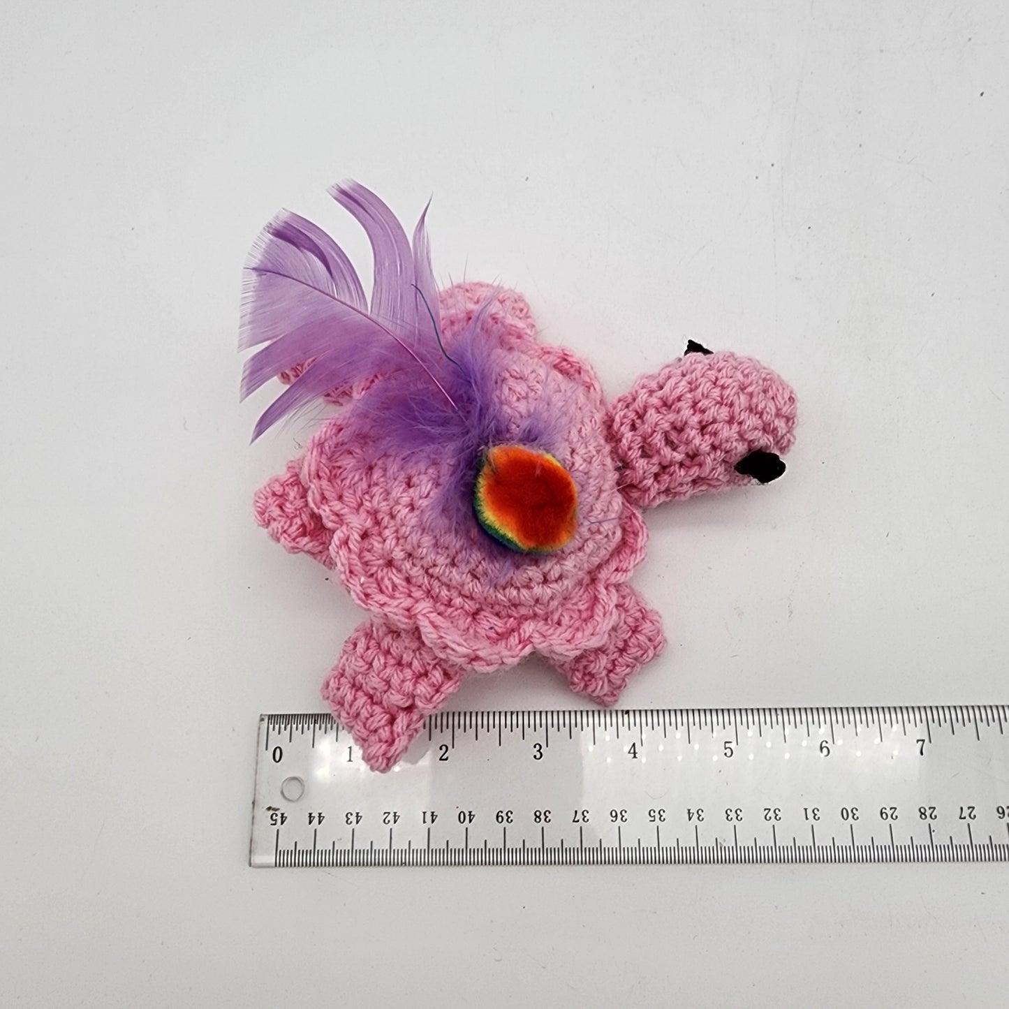 FOR CARRIE S - Hand Crocheted Turtle Pink Cat Toy
