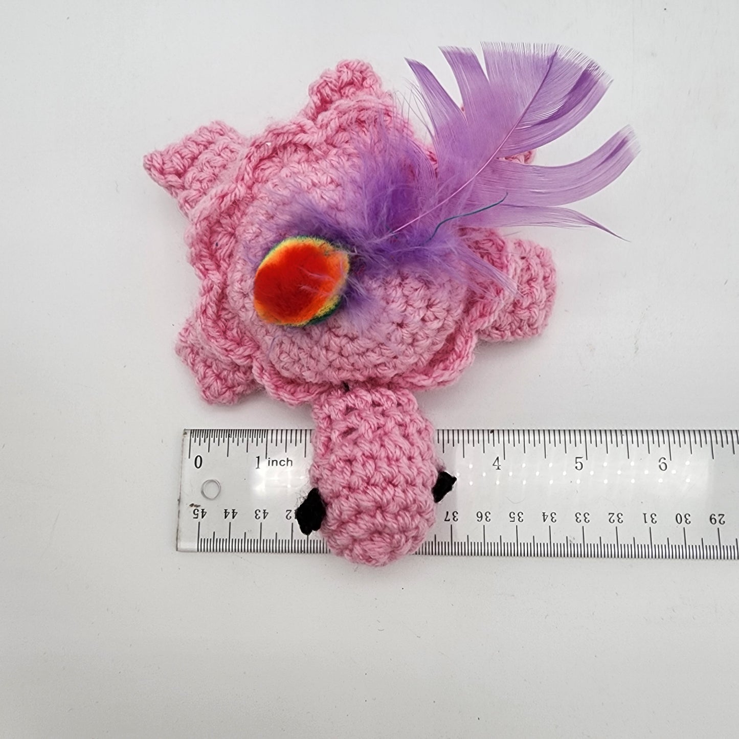 FOR CARRIE S - Hand Crocheted Turtle Pink Cat Toy