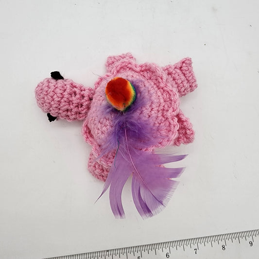 FOR CARRIE S - Hand Crocheted Turtle Pink Cat Toy
