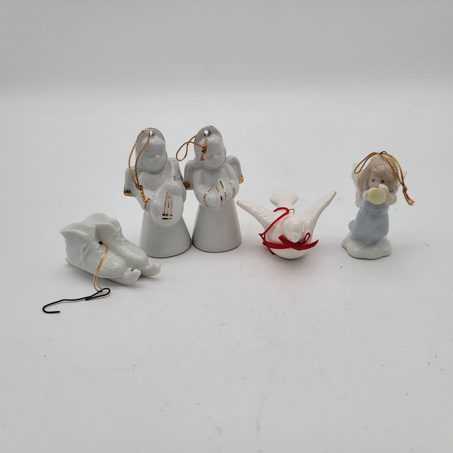 5 Vintage Porcelain Christmas Ornaments