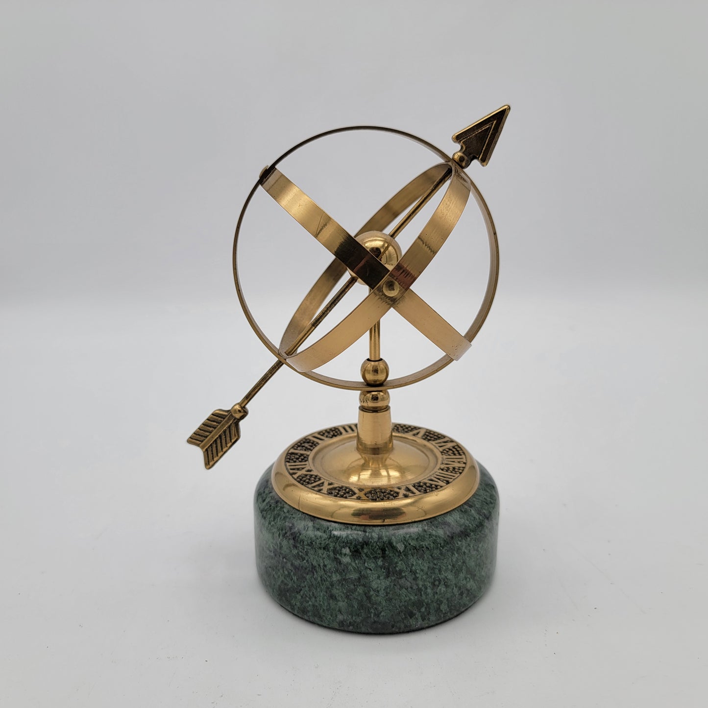 Vintage Brass Armillary Sphere on Marble Stand