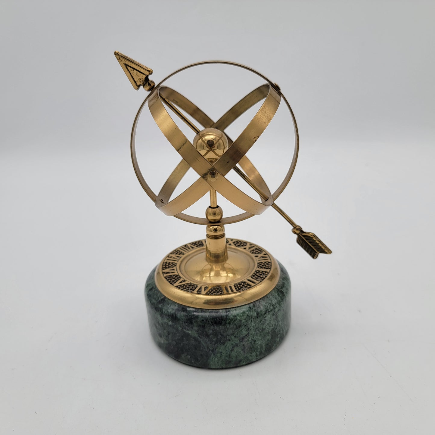 Vintage Brass Armillary Sphere on Marble Stand