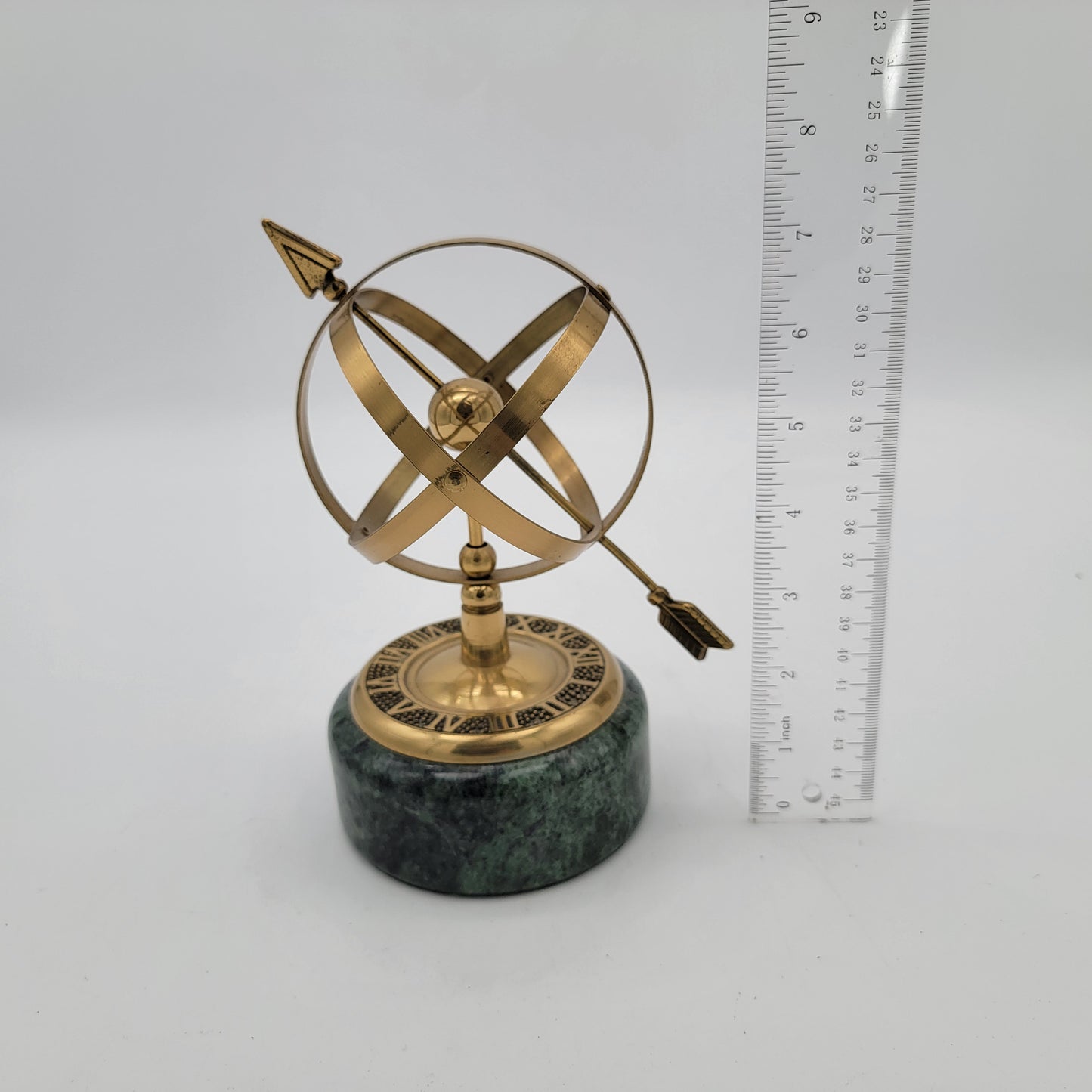 Vintage Brass Armillary Sphere on Marble Stand