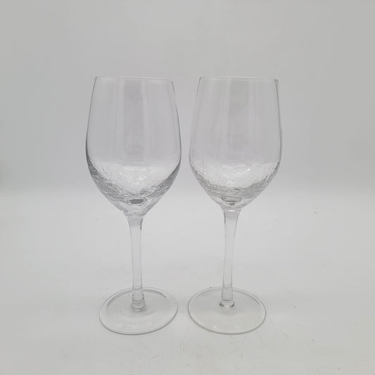 Pair of Pier 1 Crackle Glass Wine Glasses