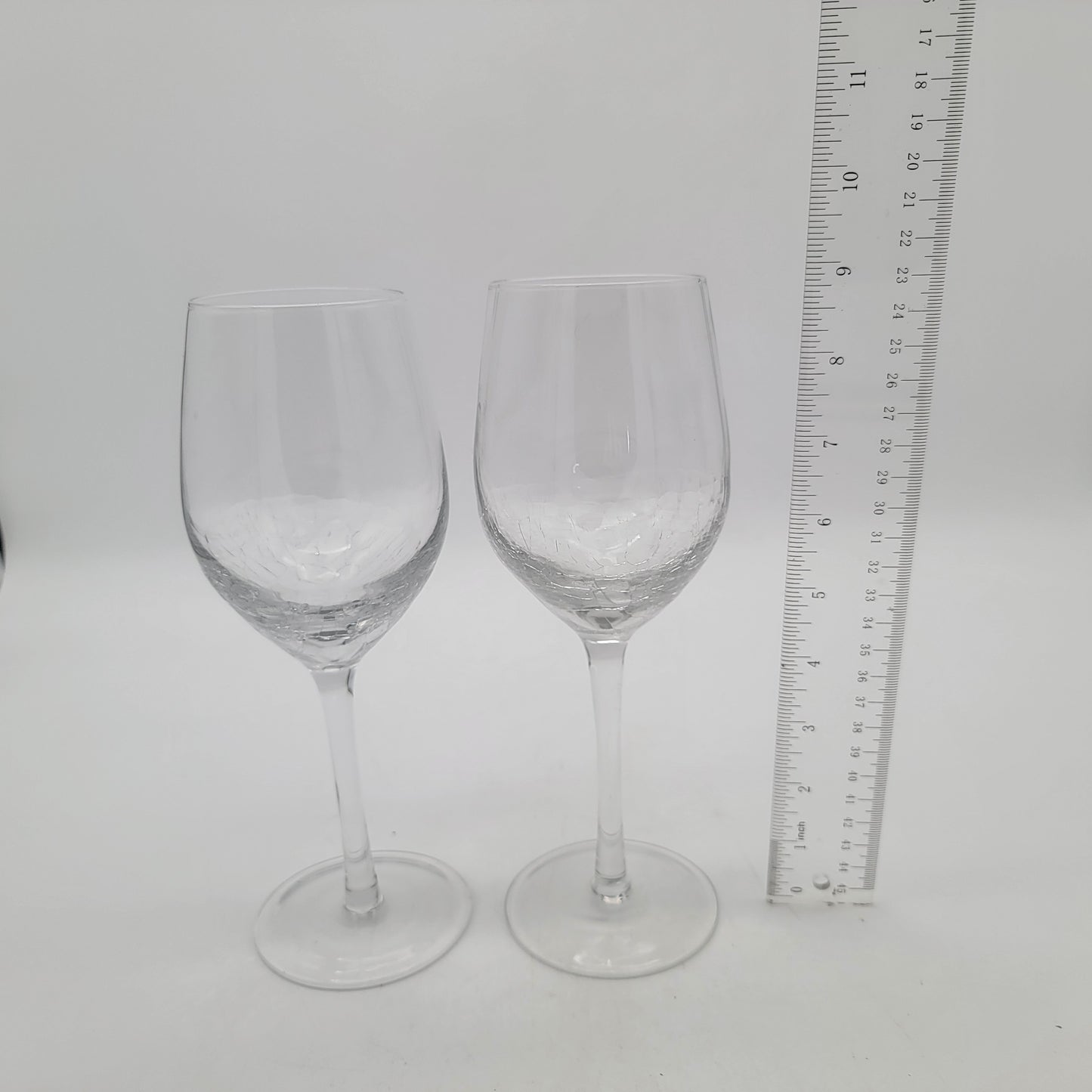 Pair of Pier 1 Crackle Glass Wine Glasses