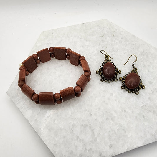 Goldstone Bracelet and Earrings