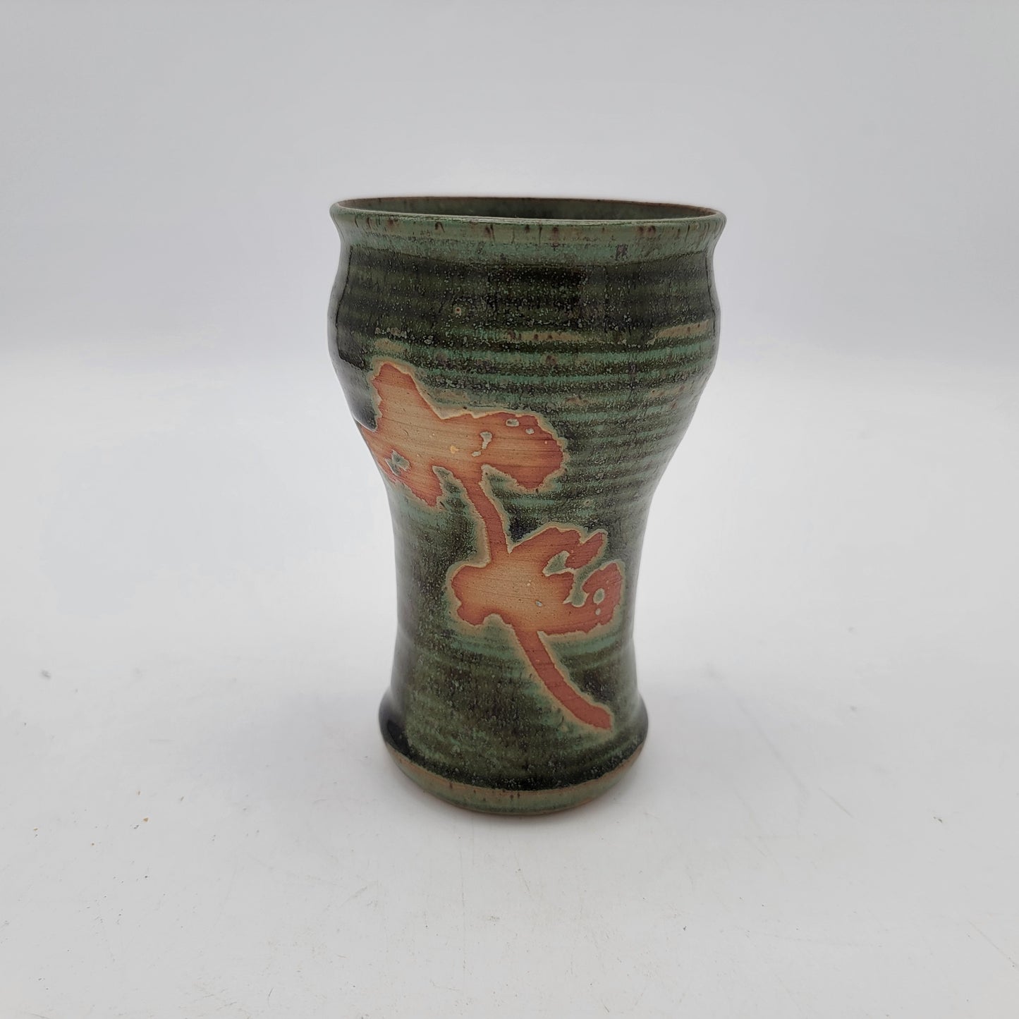 Beautiful Orchid Green Ribbed Art Pottery Vase